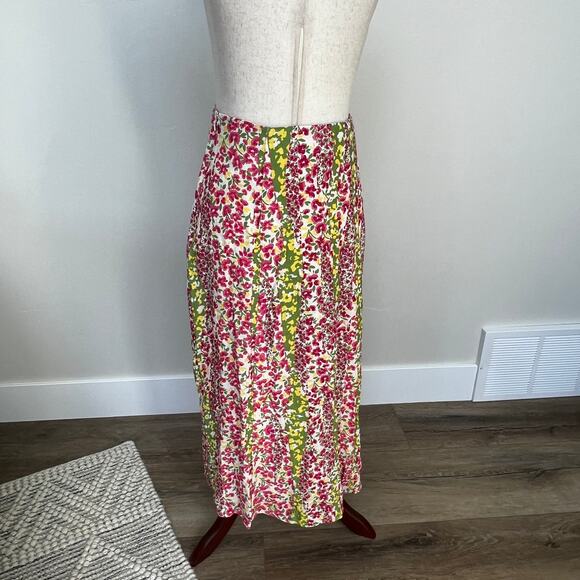 MAEVE BY ANTHROPOLOGIE Women's Floral Side-Slit Midi Skirt Size 0 In Pink Combo - Picture 5 of 9